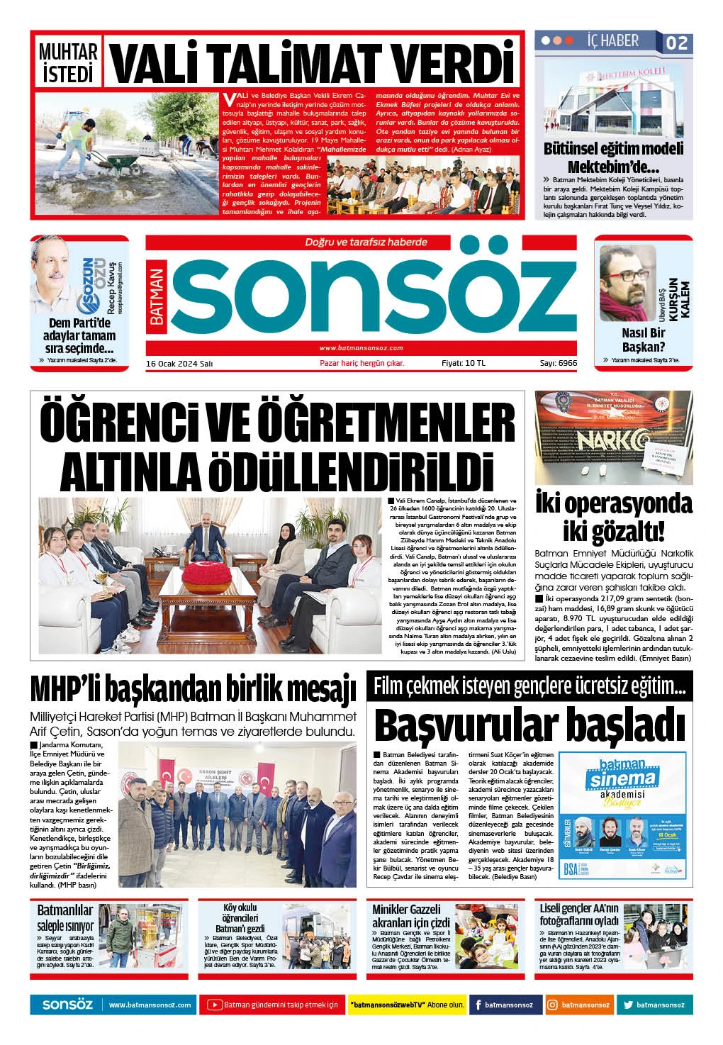 16 Ocak 2024 e-gazete