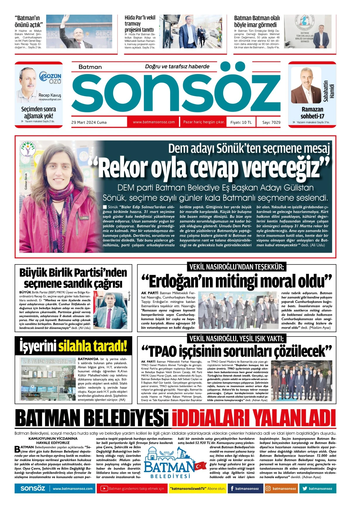 29 Mart 2024 e-gazete