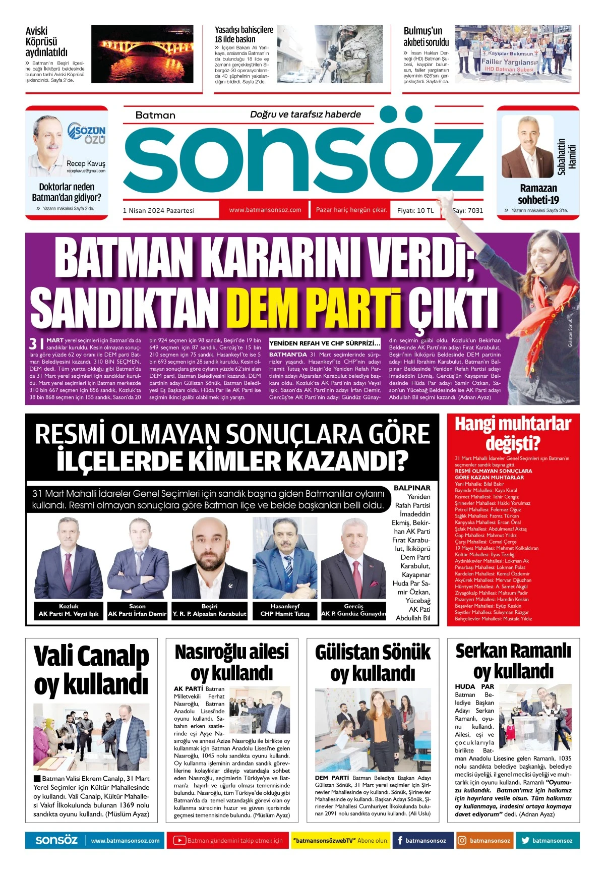 1 Nisan 2024 e-gazete