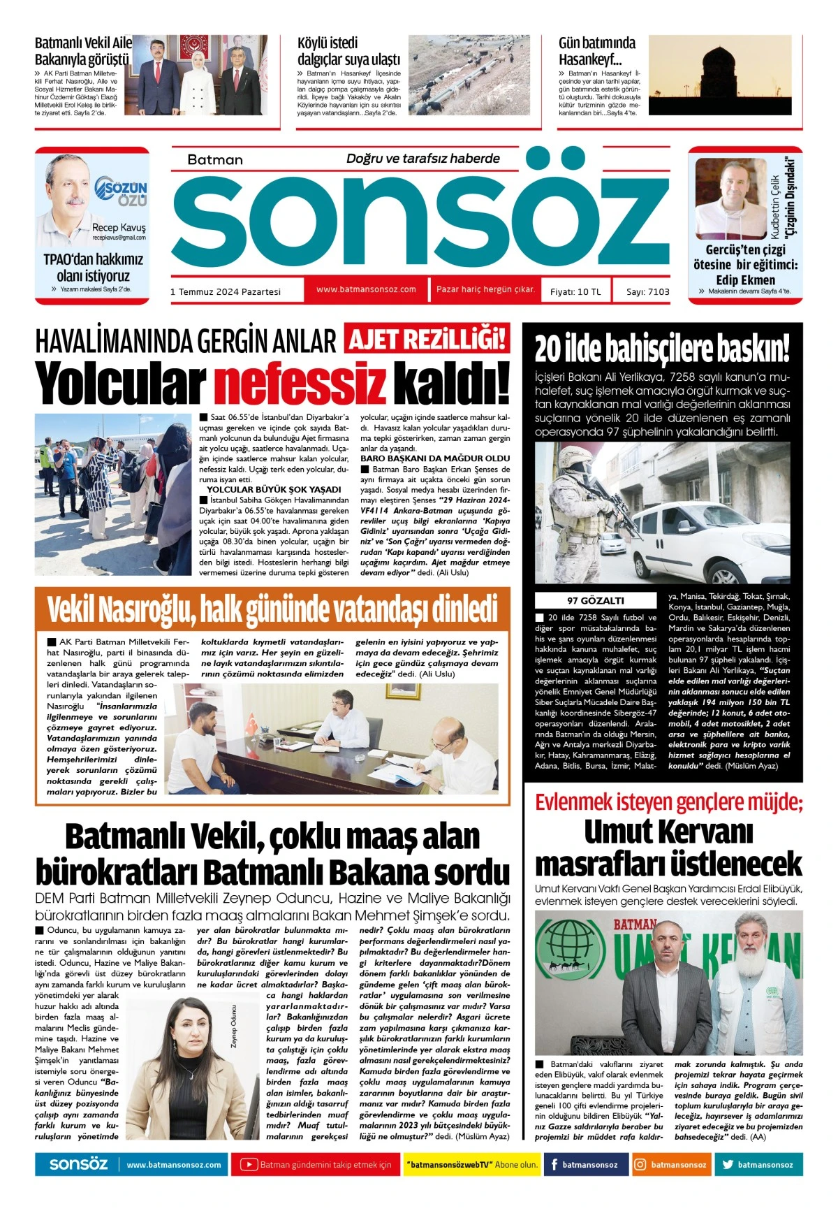 1 Temmuz 2024 e-gazete