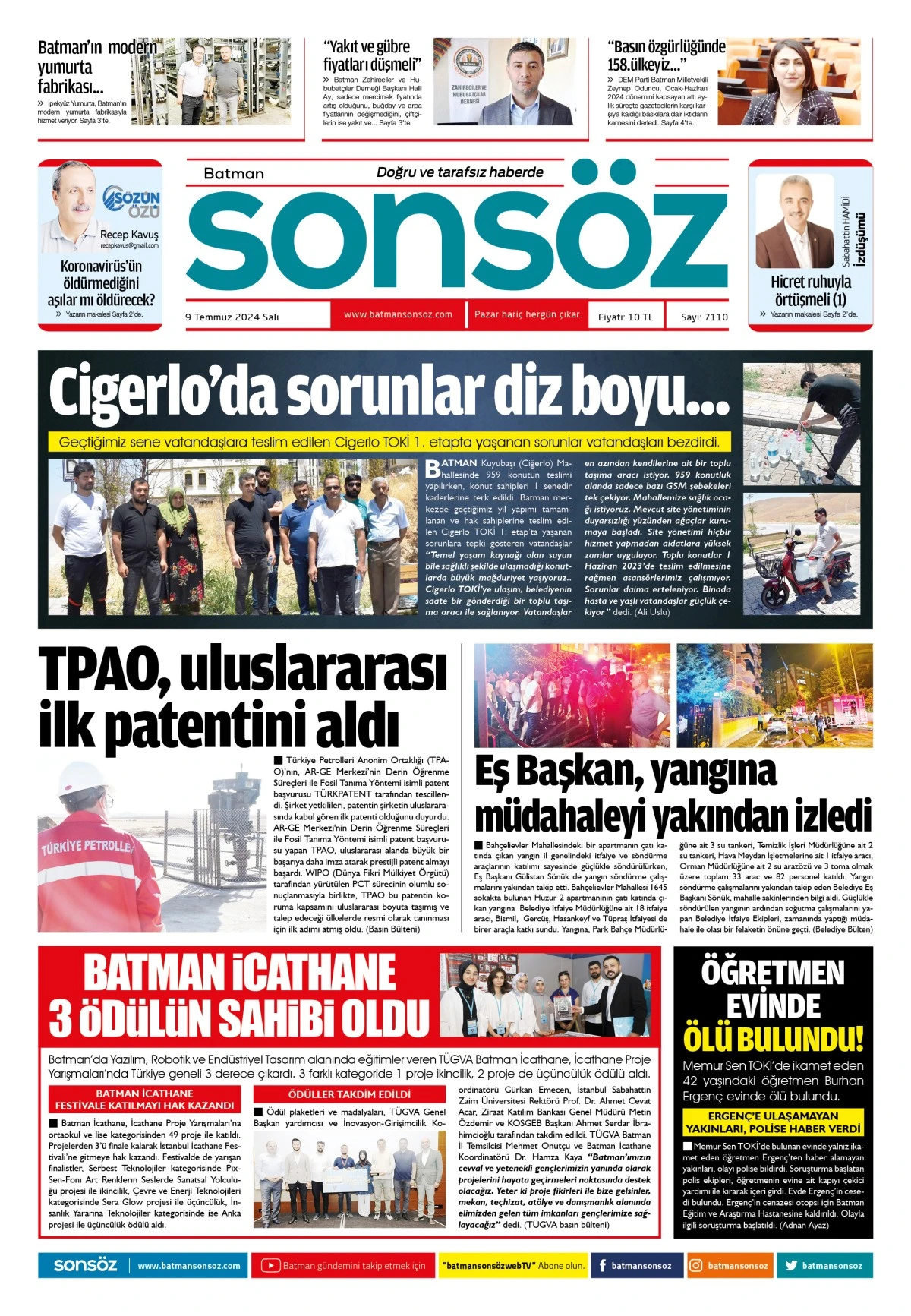 9 Temmuz 2024 e-gazete