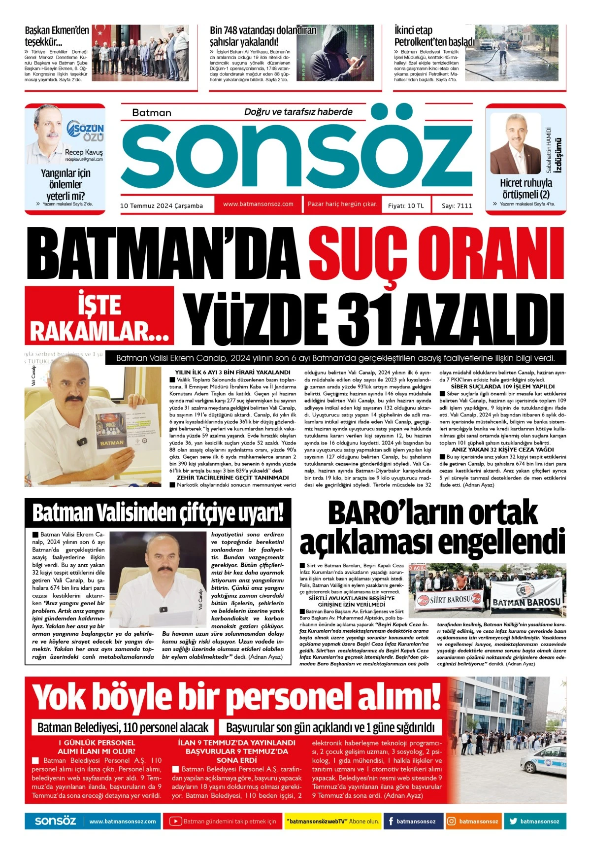 10 Temmuz 2024 e-gazete