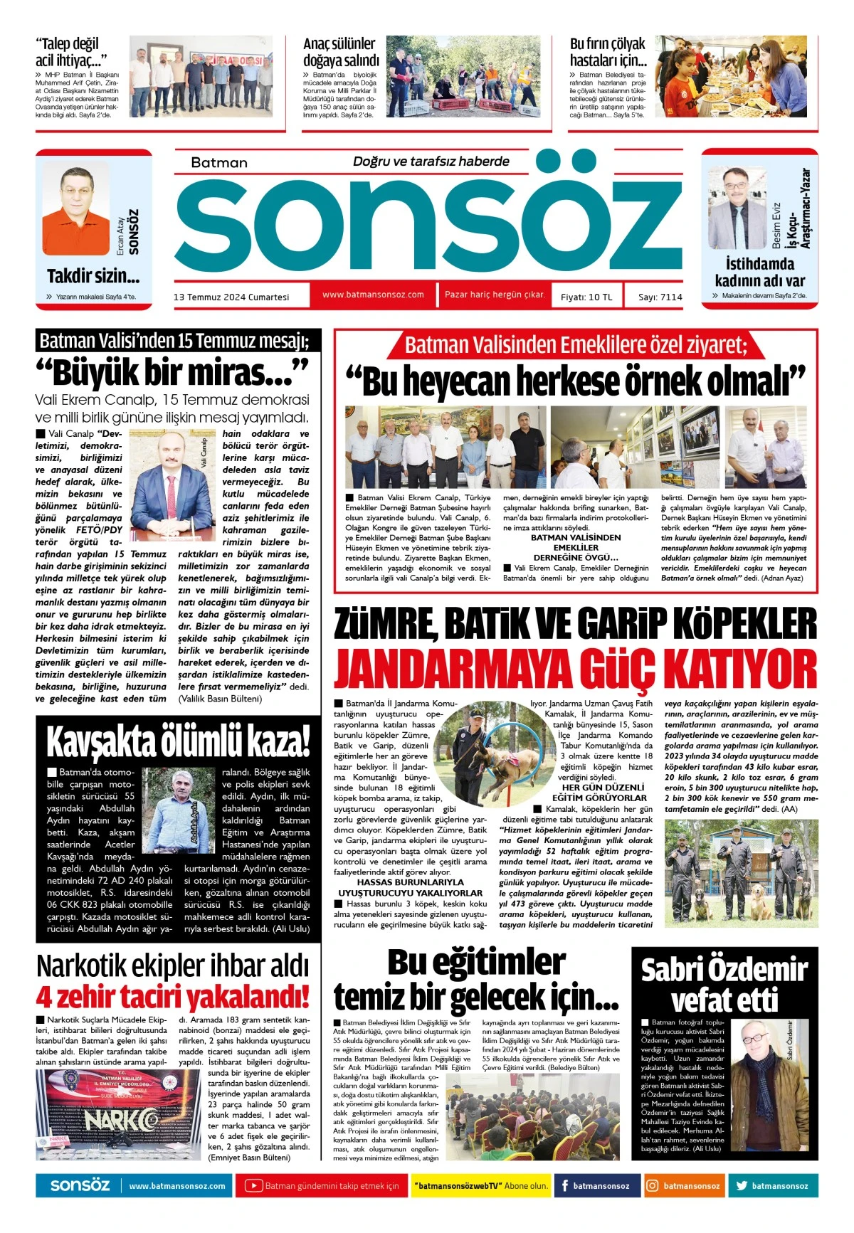 13 Temmuz 2024 e-gazete