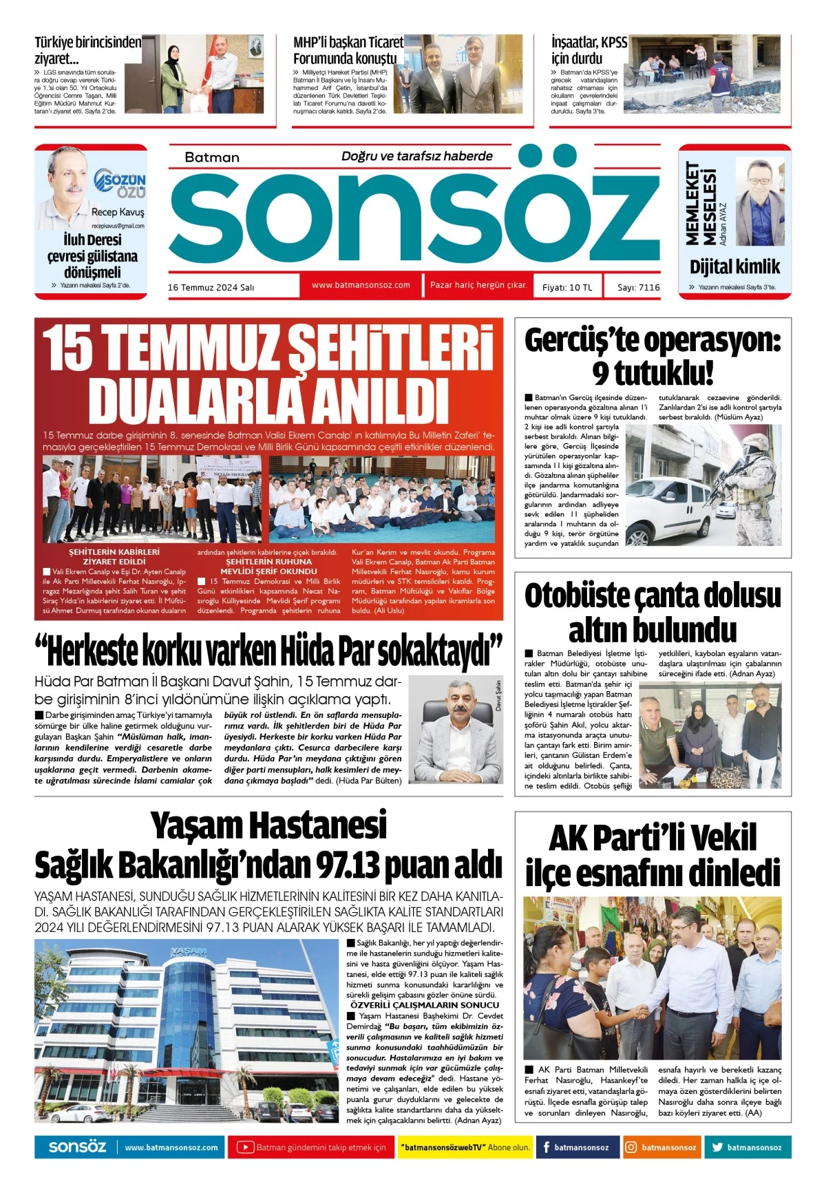 16 Temmuz 2024 e-gazete