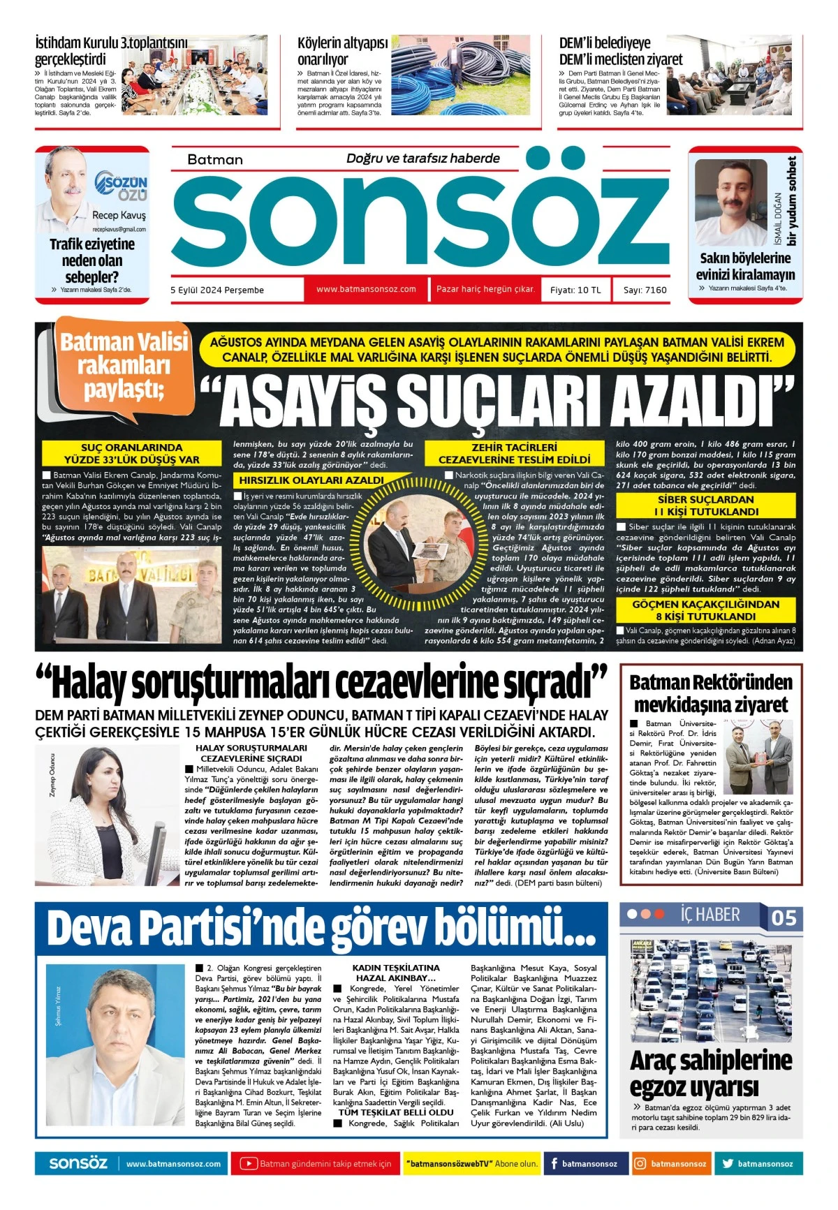 5 Eyl&uuml;l 2024 e-gazete