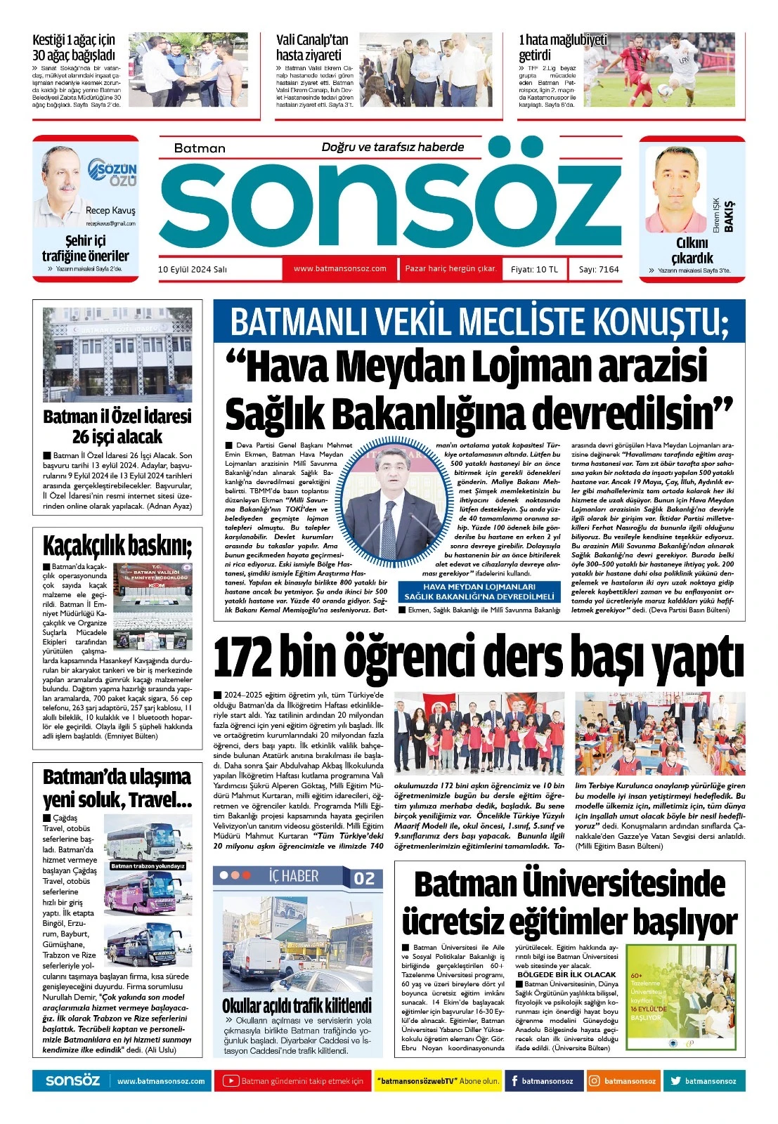 10 Eyl&uuml;l 2024 e-gazete