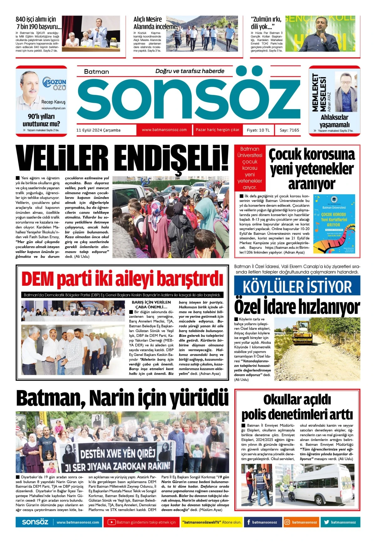 11 Eyl&uuml;l 2024 e-gazete
