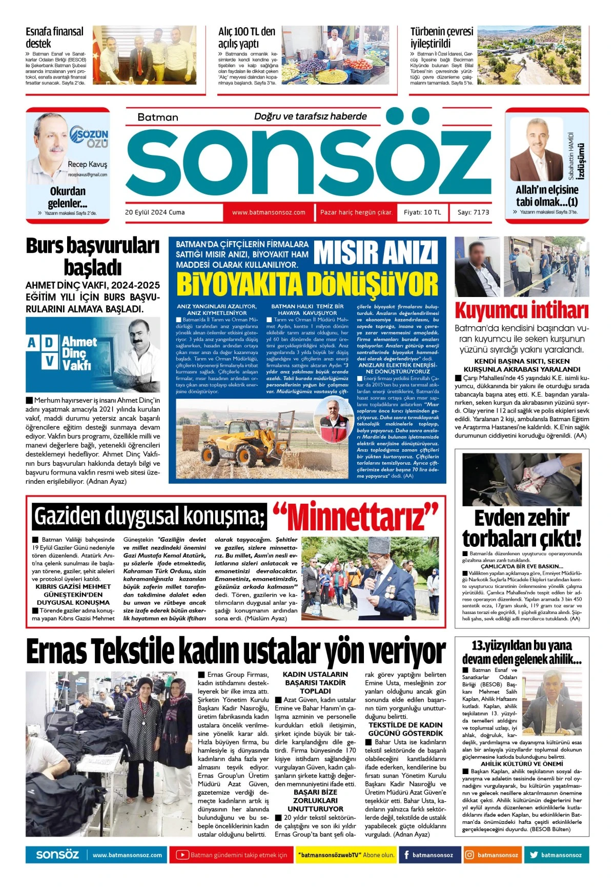 20 Eyl&uuml;l 2024 e-gazete