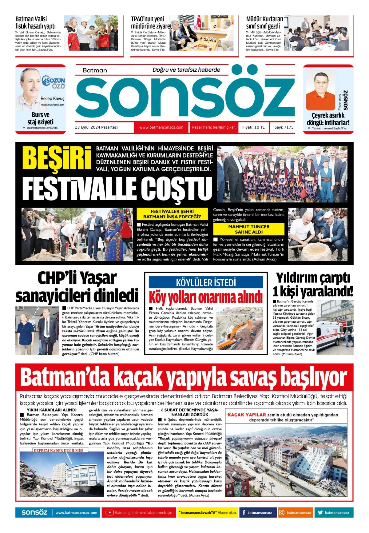 23 Eyl&uuml;l 2024 e-gazete