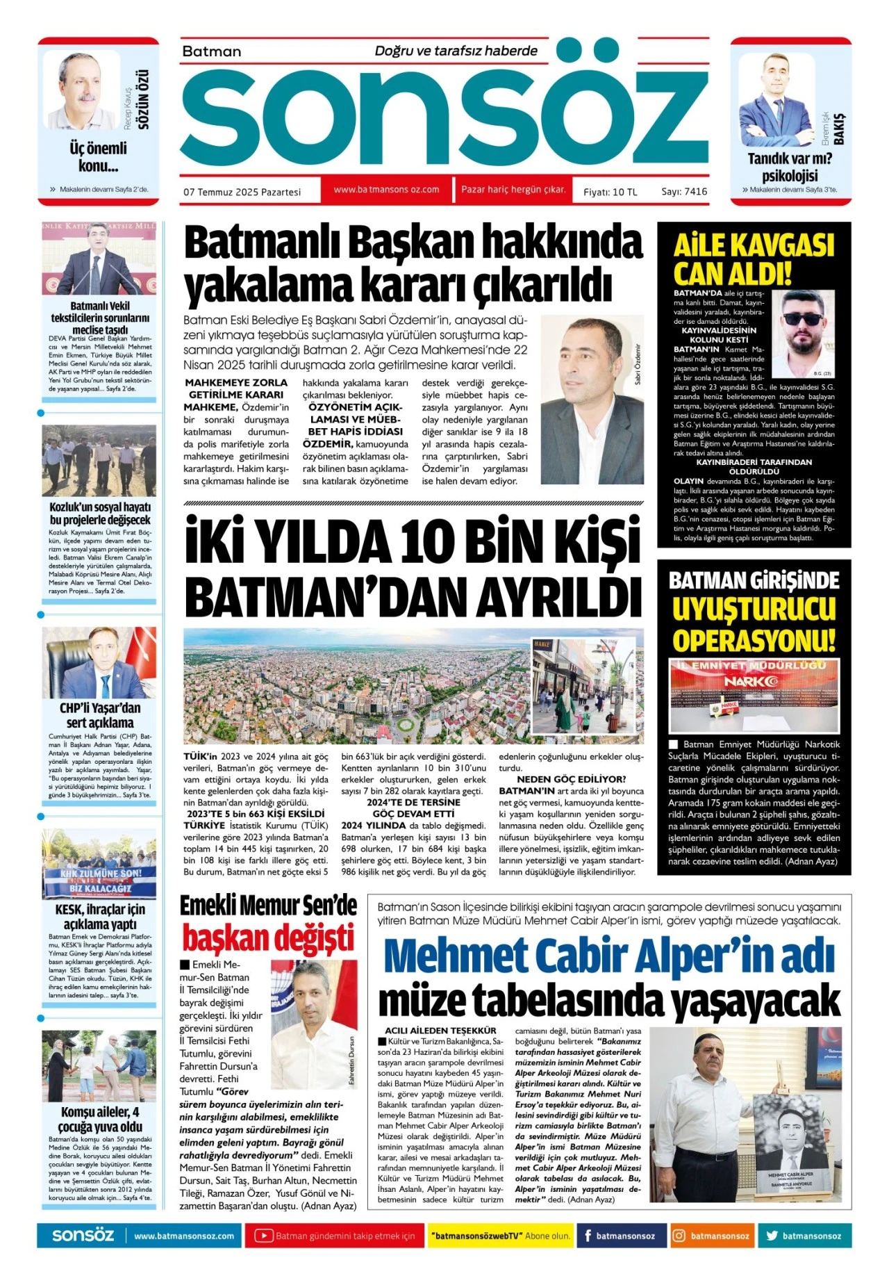 7 Temmuz 2025 e-gazete