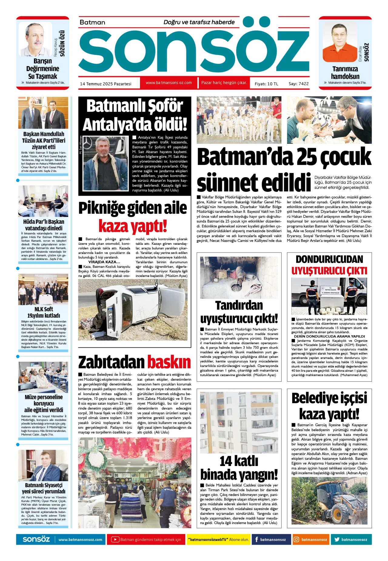 14 Temmuz 2025 e-gazete