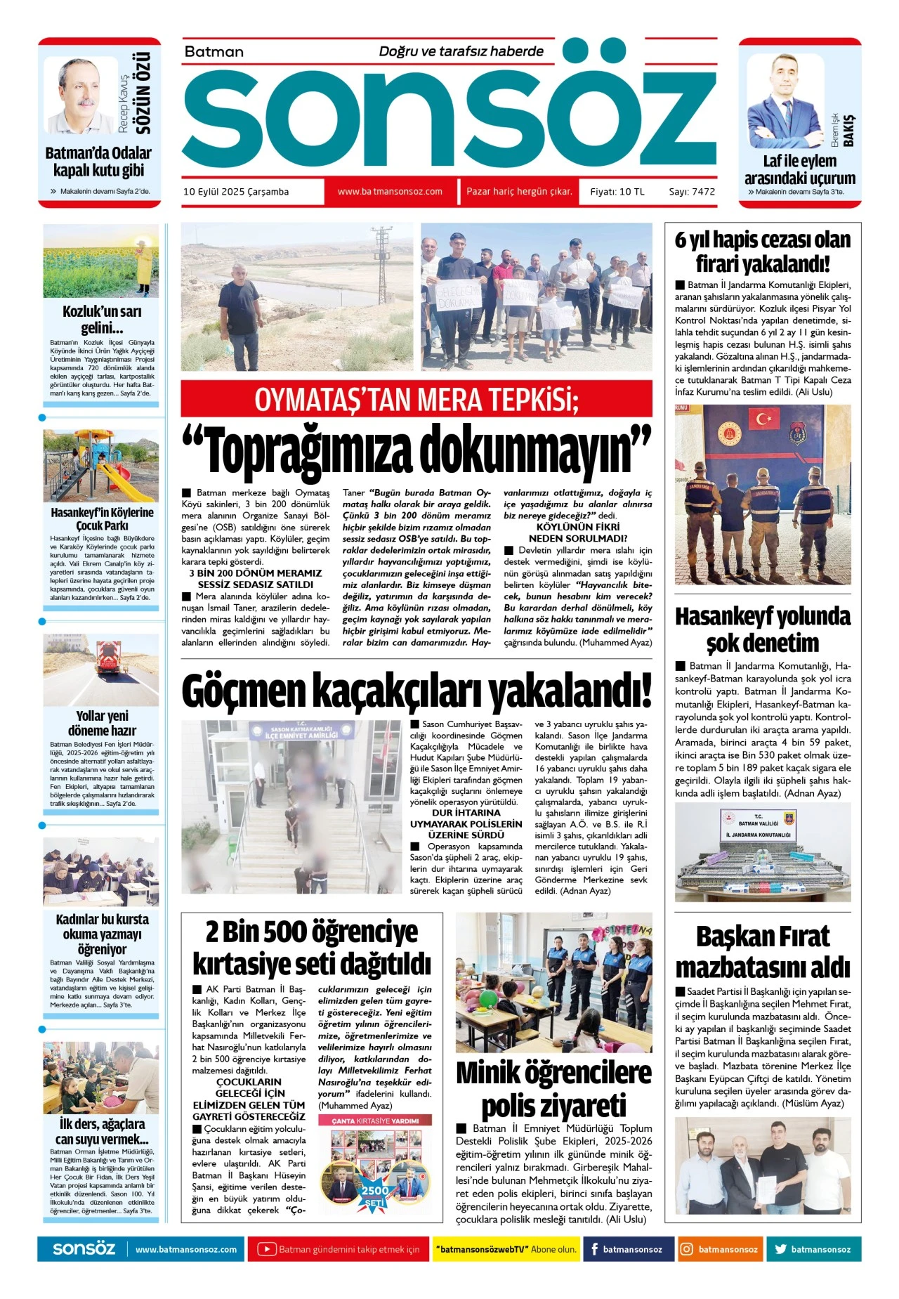 10 Eyl&uuml;l 2025 e-gazete