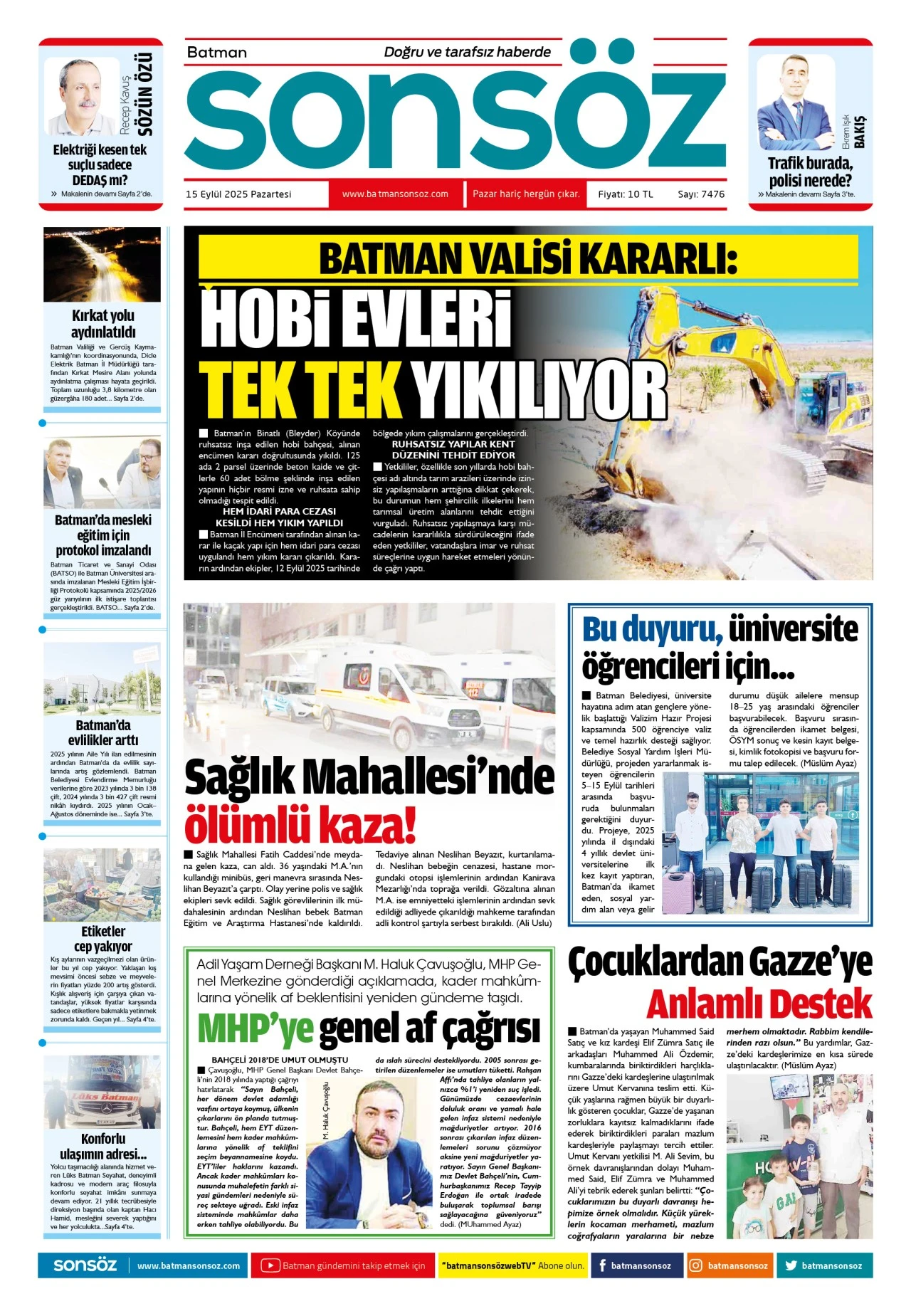 15 Eyl&uuml;l 2025 e-gazete