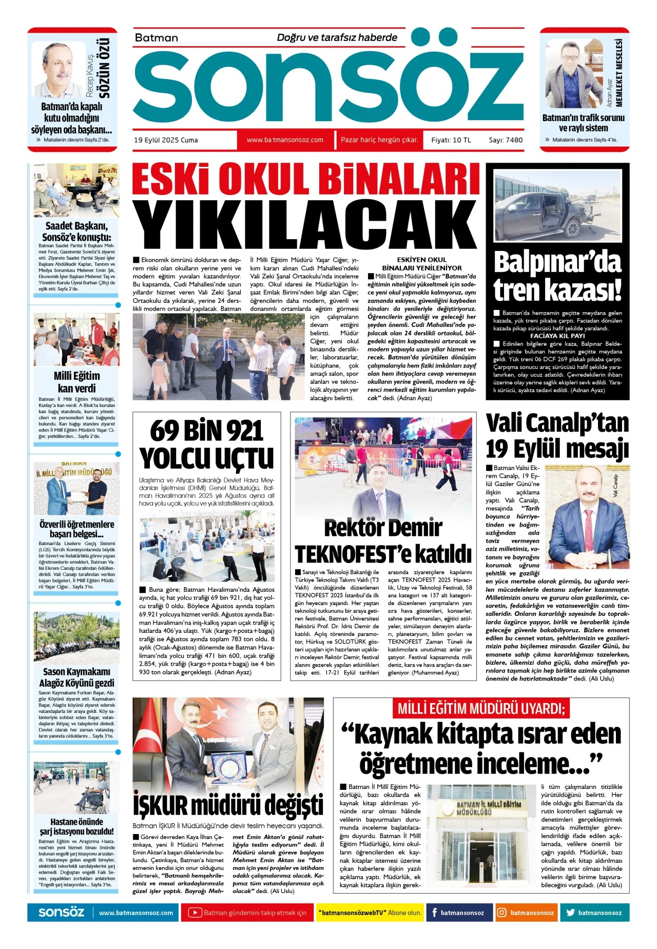 19 Eyl&uuml;l 2025 e-gazete