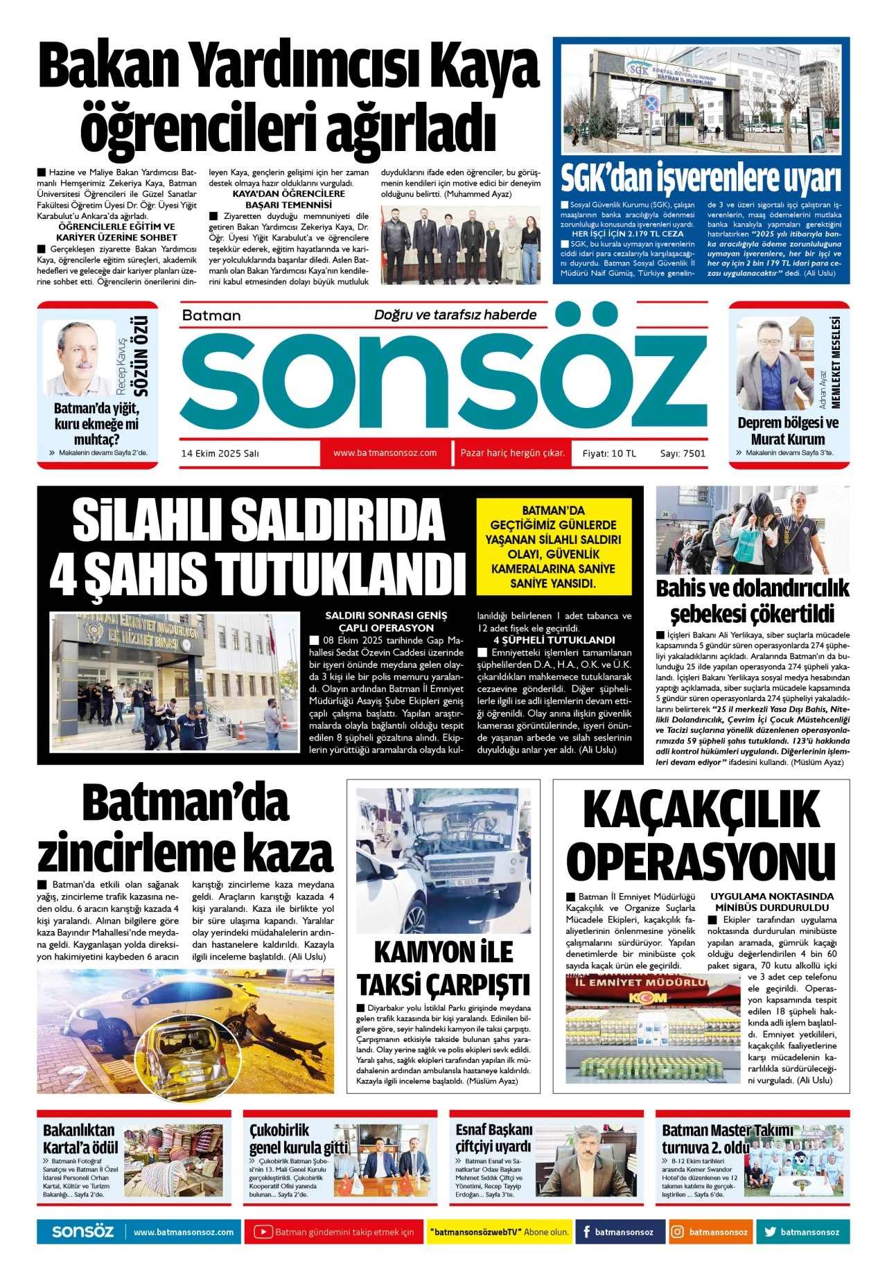 14 Ekim 2025 e-gazete