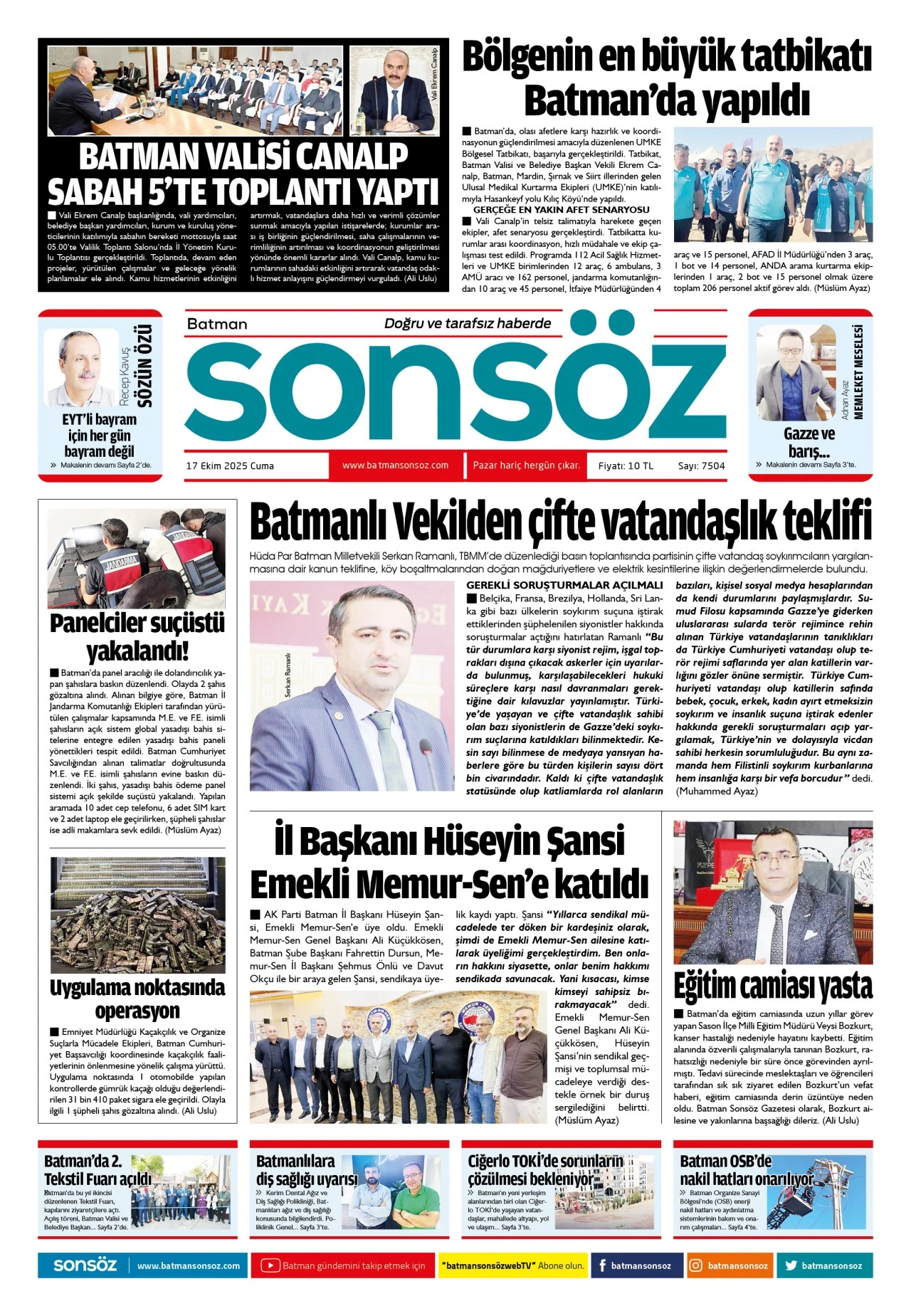 17 Ekim 2025 e-gazete