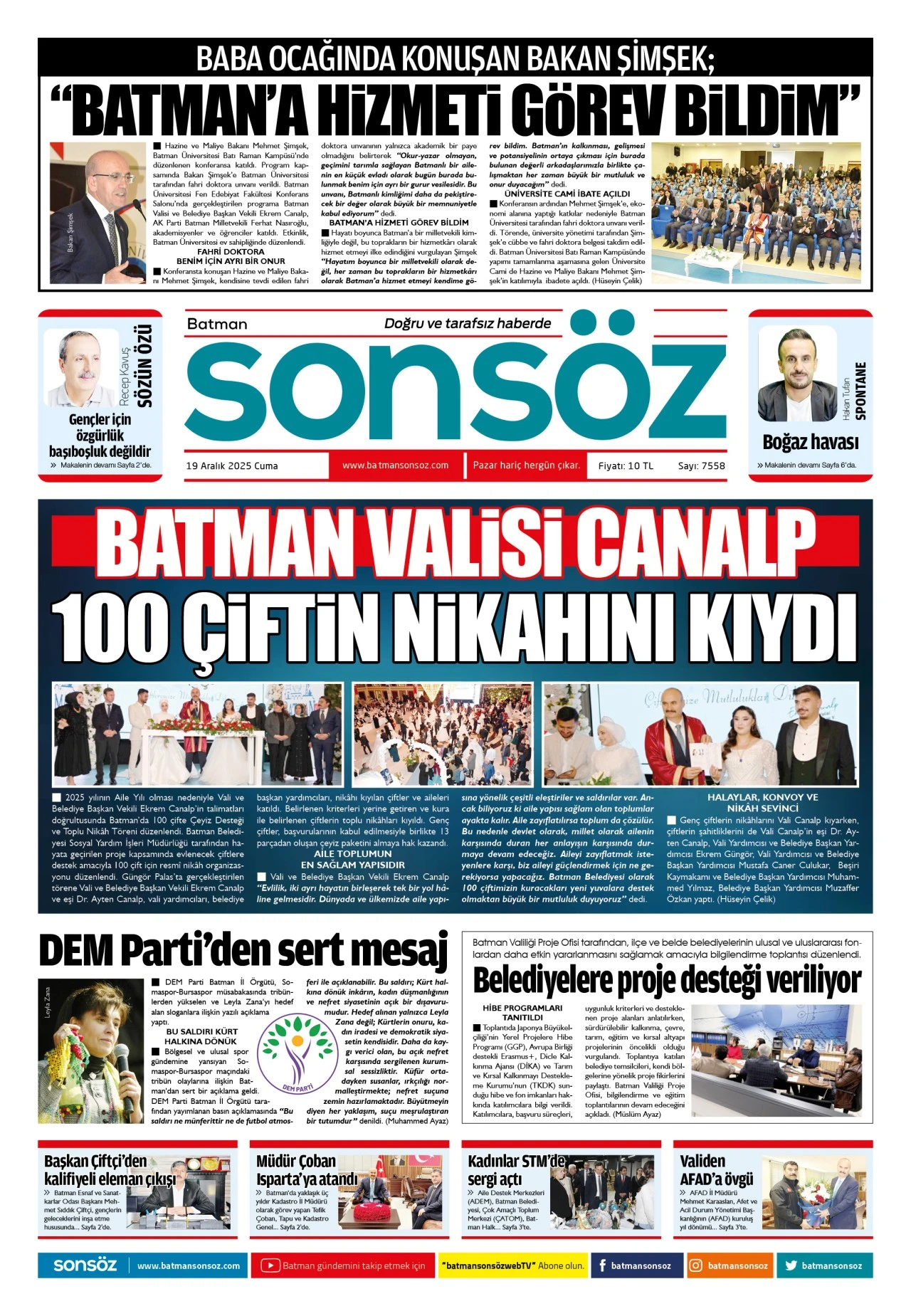 19 Aralık 2025 e-gazete