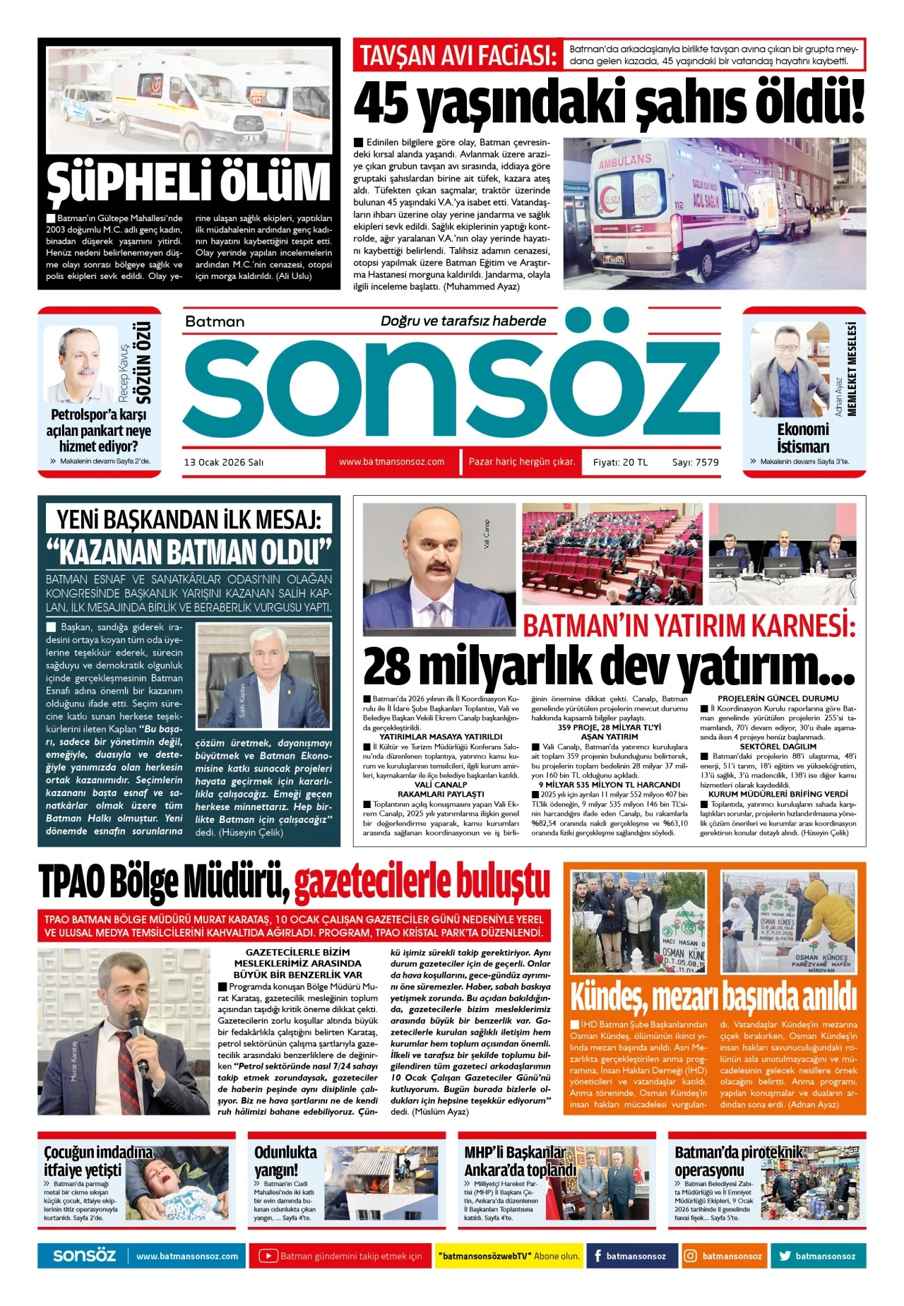 13 Ocak 2026 e-gazete
