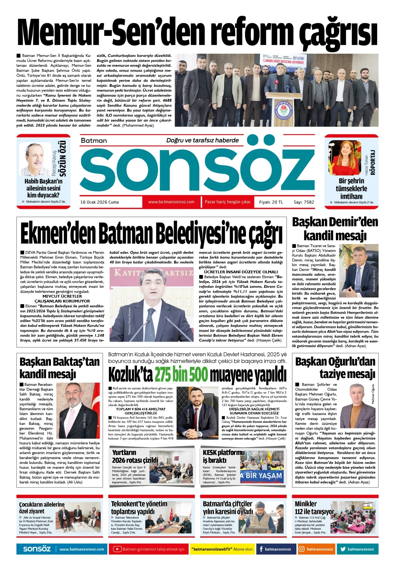 16 Ocak 2026 e-gazete