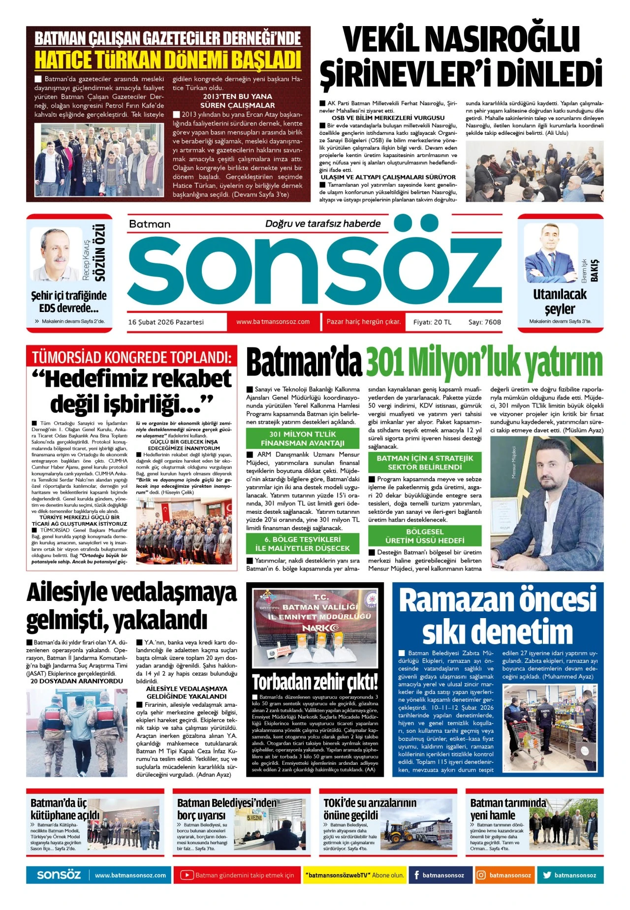 16 Şubat 2026 e-gazete