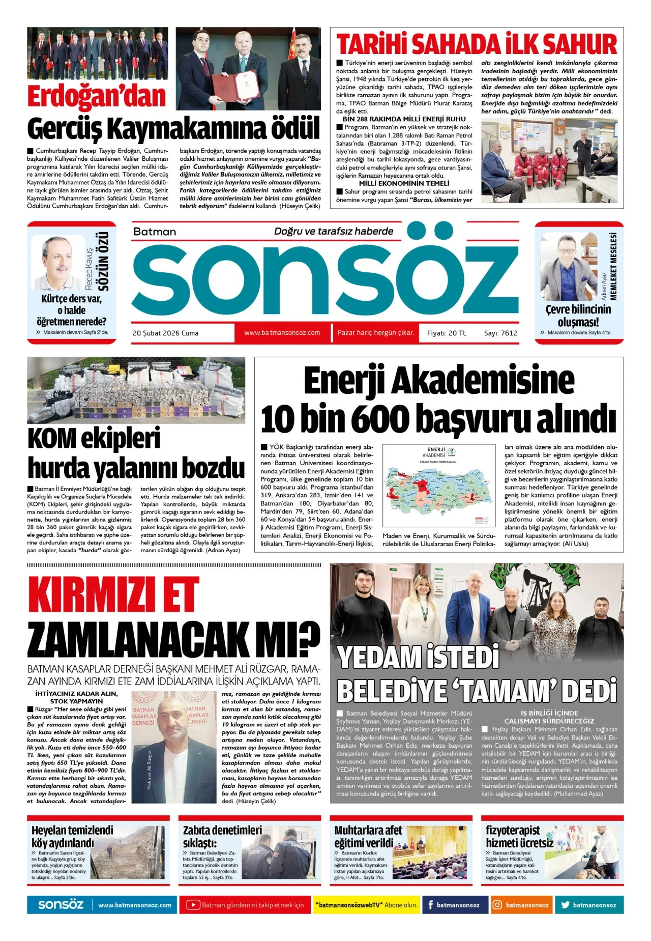 20 Şubat 2026 e-gazete