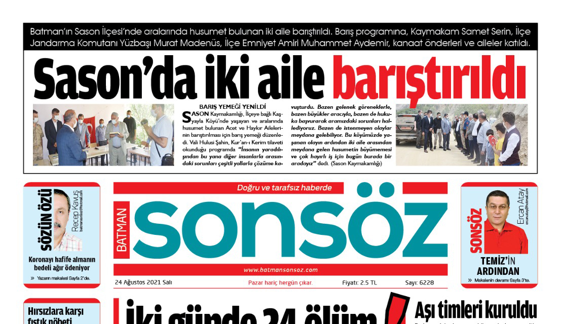 24 AĞUSTOS 2021 E-GAZETE