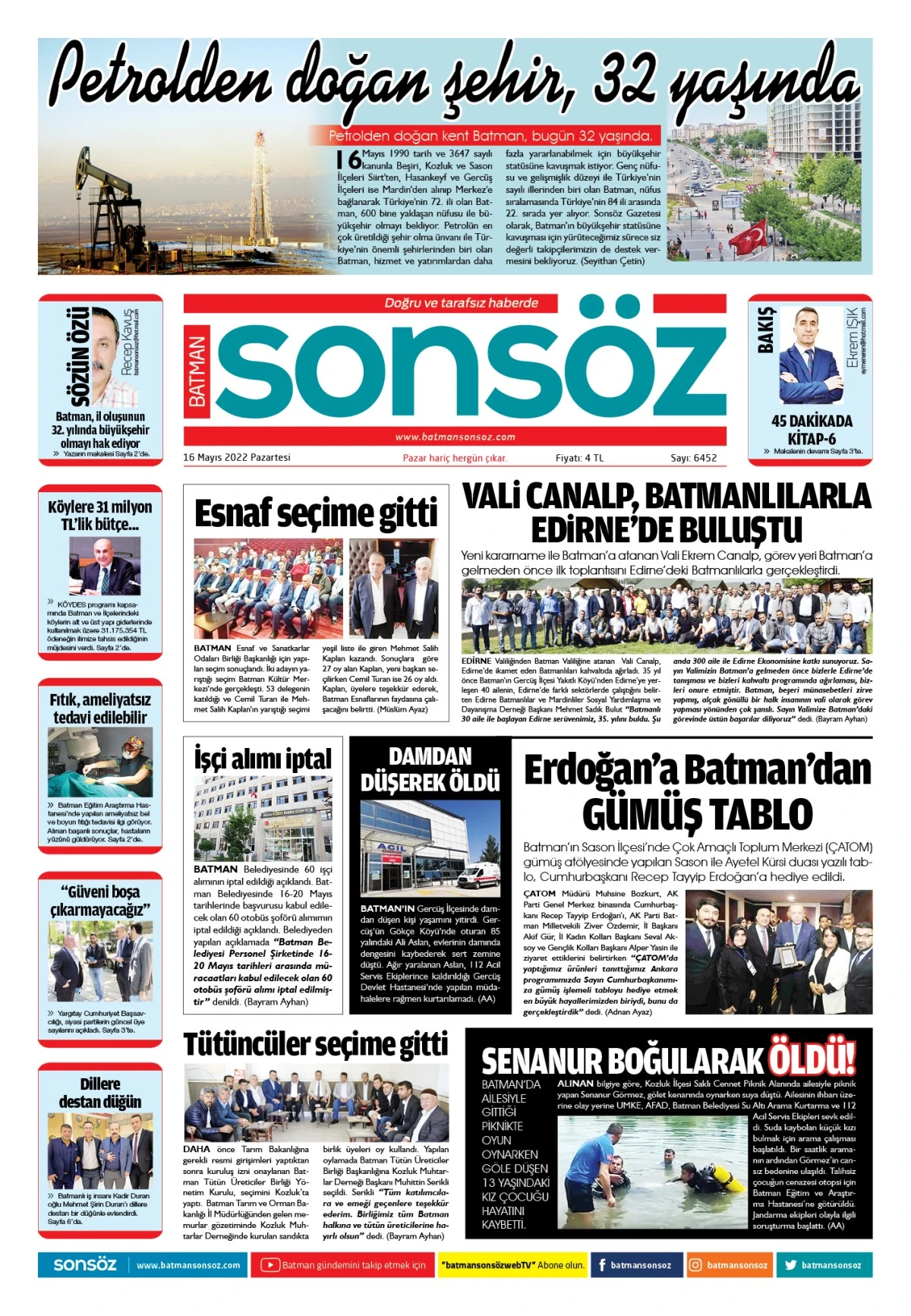 16 Mayıs 2022 E-gazete