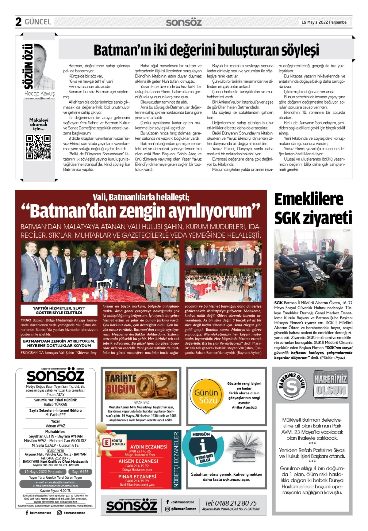 19 Mayıs 2022 E-gazete