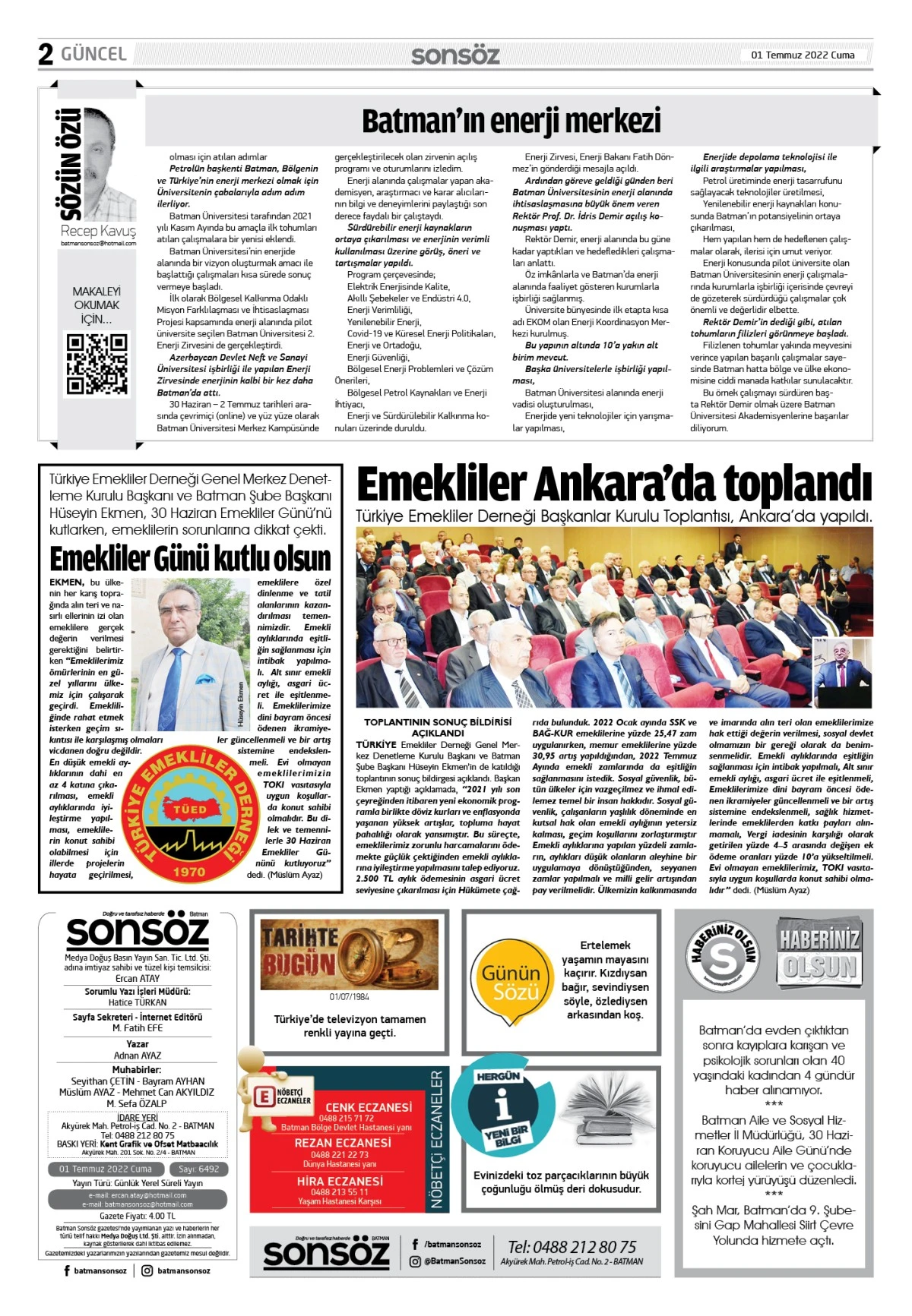 01 Temmuz 2022 e-gazete