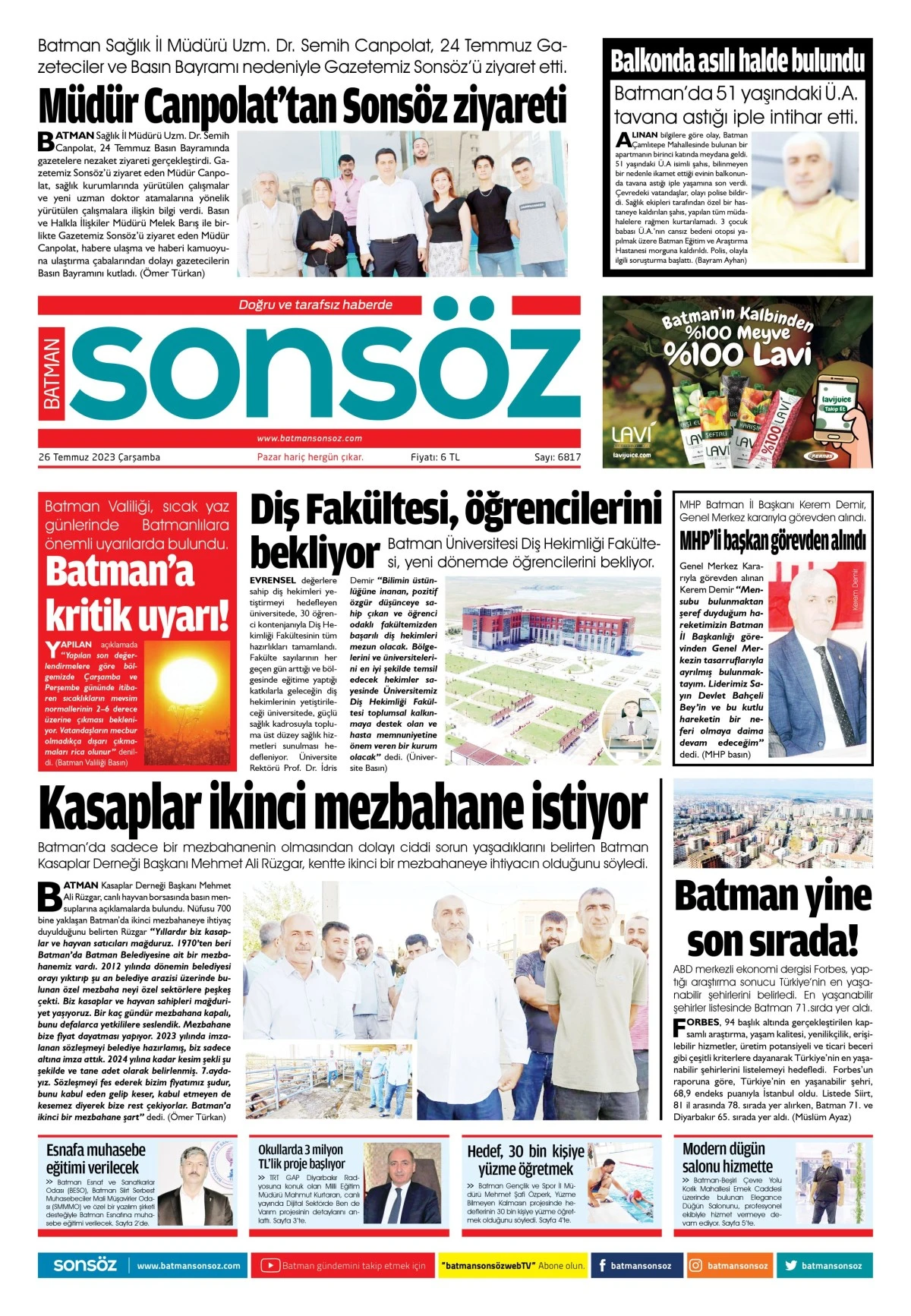 26 Temmuz 2023 e-gazete