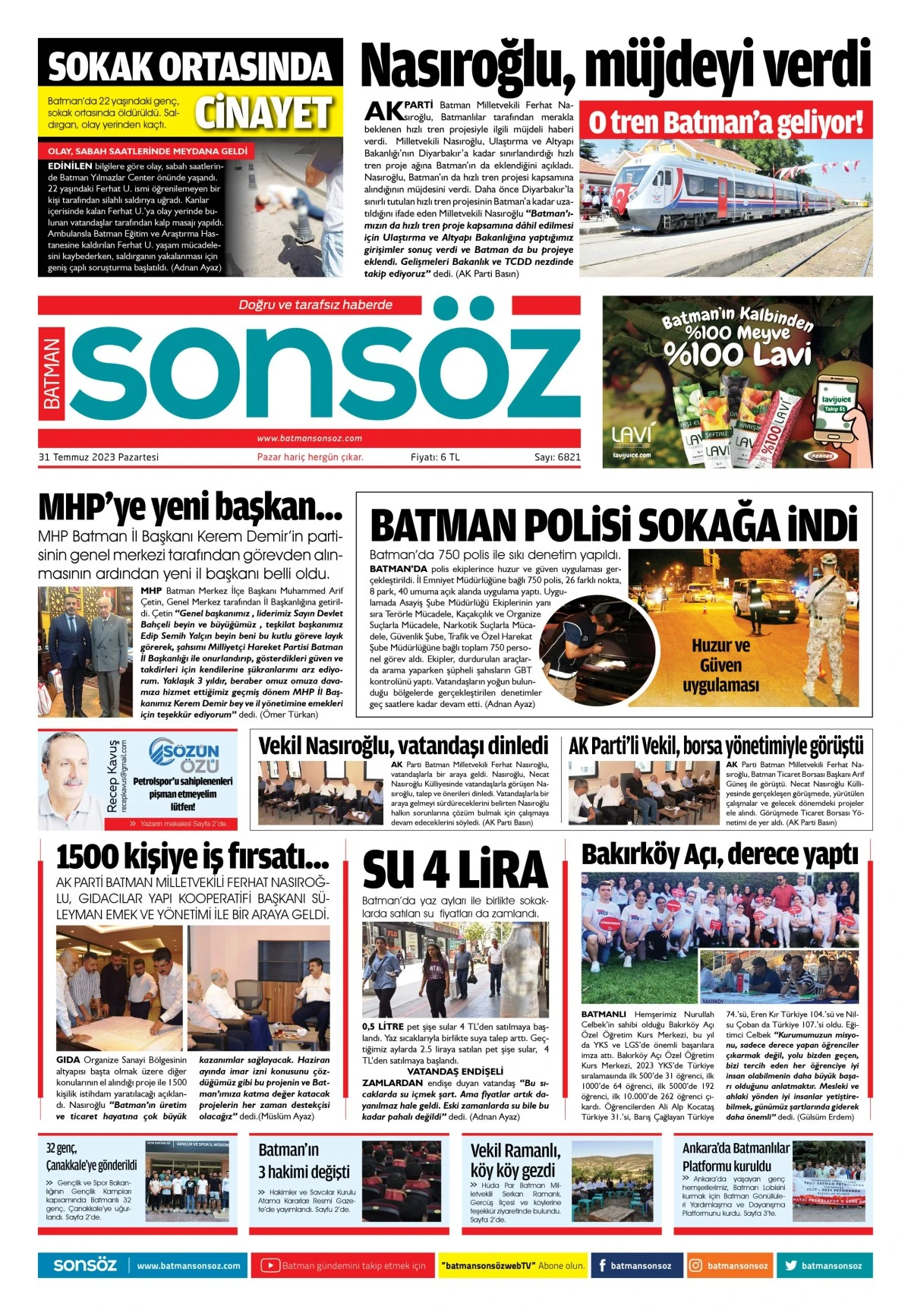 31 Temmuz 2023 e-gazete