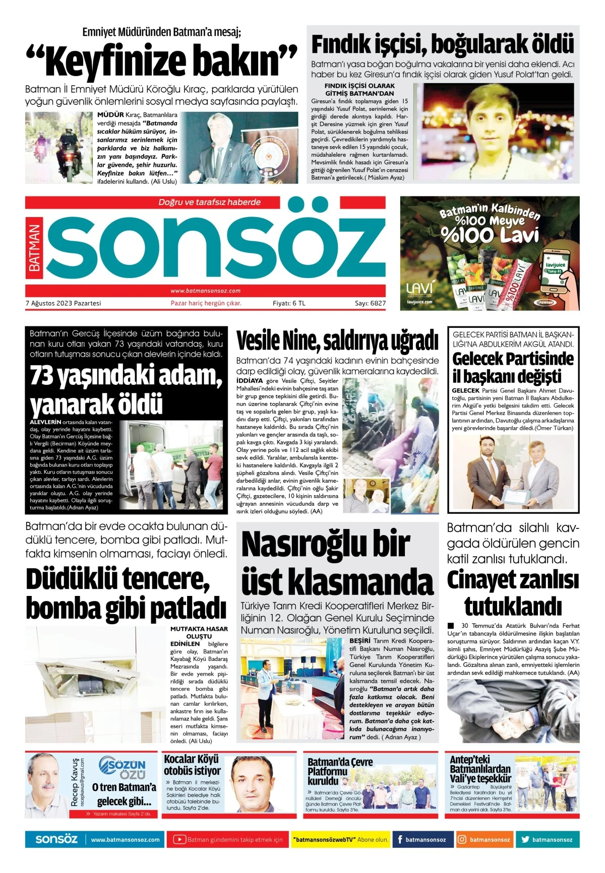7 Ağustos 2023 e-gazete