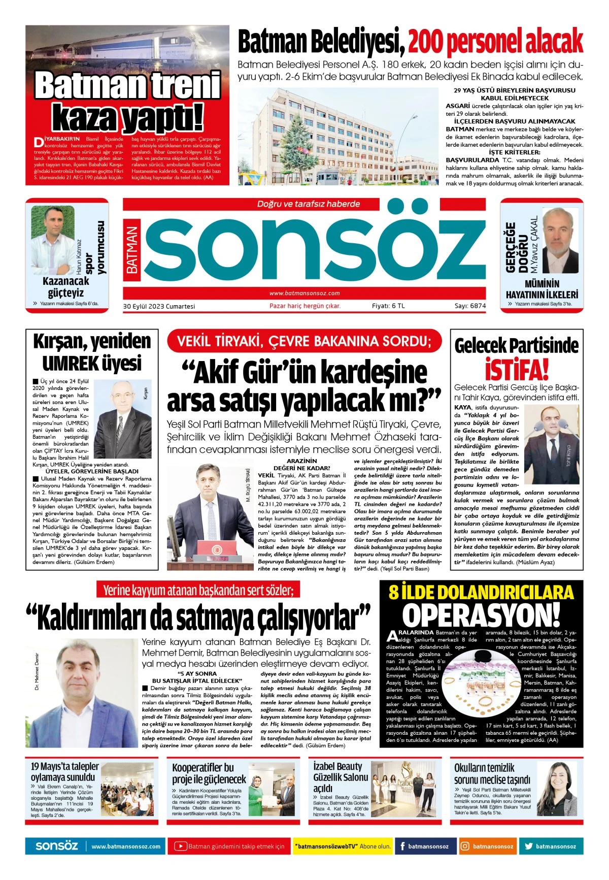 30 Eyl&uuml;l 2023 -egazete