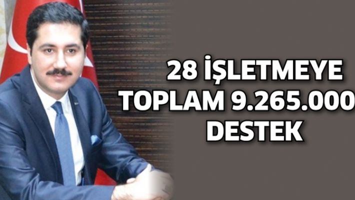 28 İŞLETMEYE TOPLAM 9.265.000 TL DESTEK