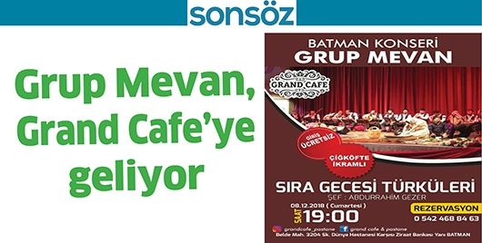 GRUP MEVAN, GRAND CAFE’YE GELİYOR