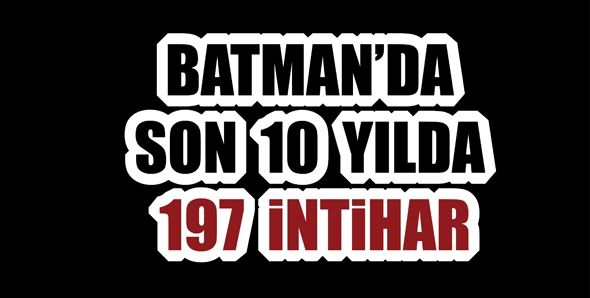 BATMAN’DA SON 10 YILDA 197 İNTİHAR