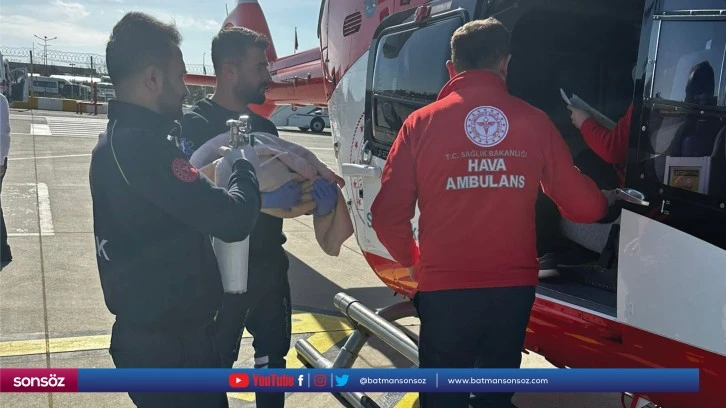 Hastalanan bebek ambulans helikopterle Elazığ'a sevk edildi