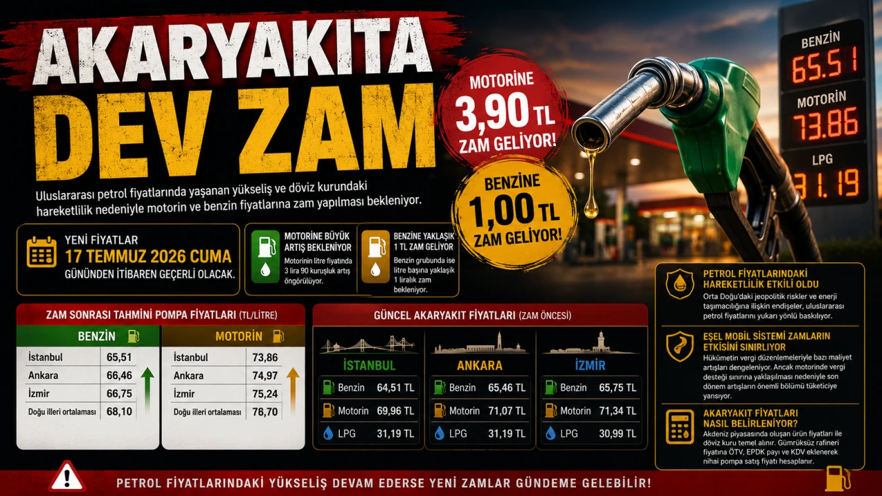 Akaryakıta Dev Zam Geliyor: Motorin 3,90 TL, Benzin 1 TL Artacak