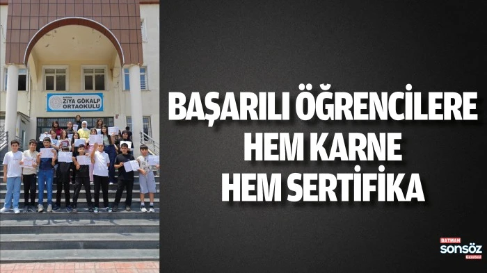Başarılı &ouml;ğrencilere hem karne hem sertifika