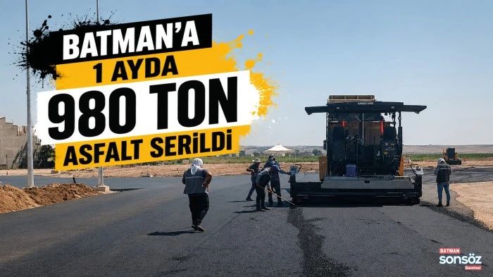 Batman&rsquo;a 1 ayda 980 ton asfalt serildi
