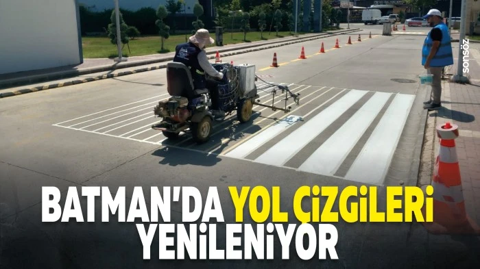 Batman'da yol &ccedil;izgileri yenileniyor