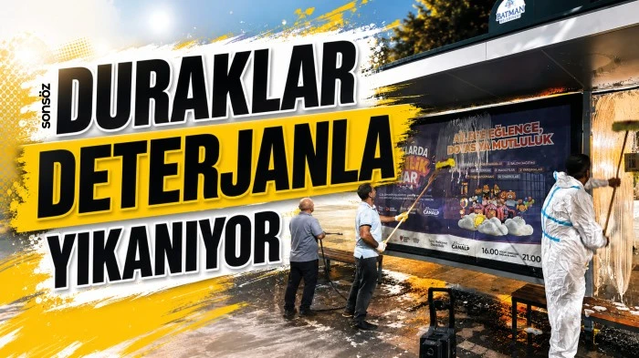Duraklar deterjanla yıkanıyor