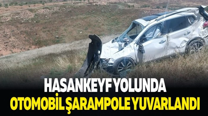 Hasankeyf Yolunda Otomobil Şarampole Yuvarlandı