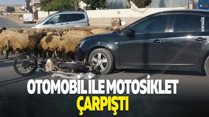 Otomobil ile motosiklet &ccedil;arpıştı