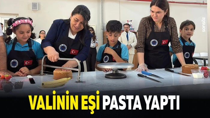 Valinin eşi pasta yaptı