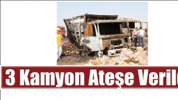 3 KAMYON ATEŞE VERİLDİ