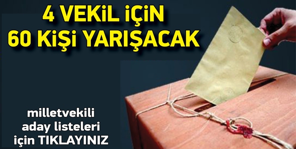 4 VEKİL İ&Ccedil;İN 60 KİŞİ YARIŞACAK