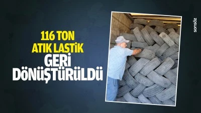 116 ton atık lastik, geri d&ouml;n&uuml;şt&uuml;r&uuml;ld&uuml;