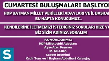 CUMARTESİ BULUŞMALARIMIZ BAŞLIYOR