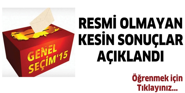 RESMİ OLMAYAN KESİN SONU&Ccedil;LAR A&Ccedil;IKLANDI